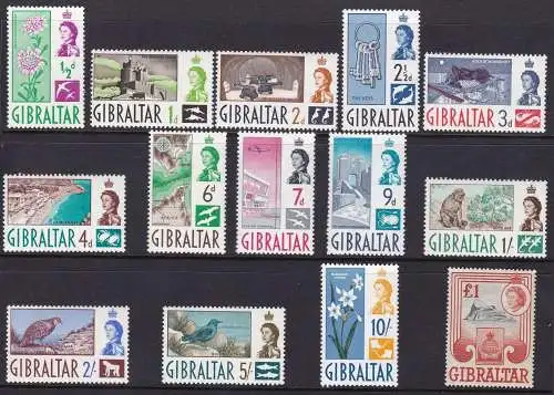 1960-62 GIBRALTAR/GIBRALTAR, SG Nr. 160/173 14 Werte postfrisch/**