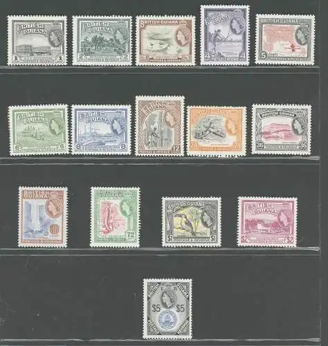 1954-63 BRITISH GUIANA - Stanley Gibbons Nr. 331-45, 15 Werte - MNH **