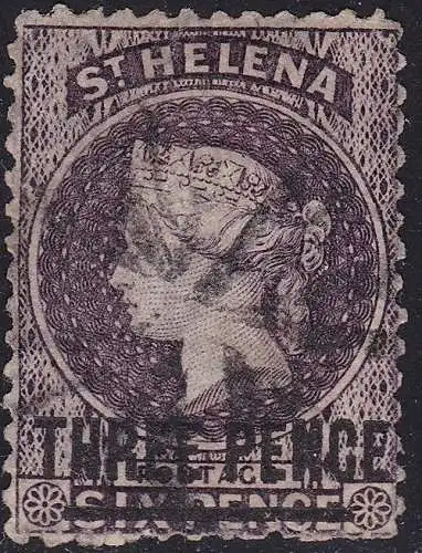 1868 ST. HELENA - SG 11 3d. deep dull purple GEBRAUCHT