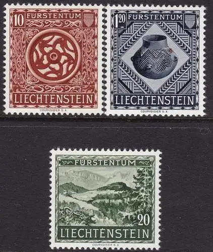 1953 Liechtenstein, Vaduz Museum, Nr. 281/283 Serie mit 3 Werten - postfrisch **