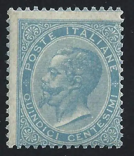 1863 Italien - Königreich, Nr. L18 15 Cent. hellhimmlisch postfrisch ** Signatur A. Diena