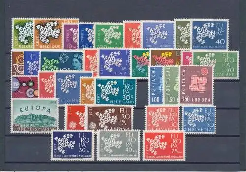 1961 EUROPA CEPT, kompletter Jahrgang, postfrisch, 16 Länder 34 Werte, postfrisch**