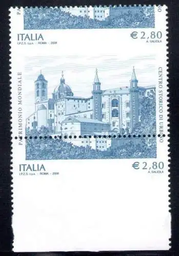 2008 Italienische Republik, 2,80 Euro Urbino, Italien und wiederholter Wert 3117 Db MNH **