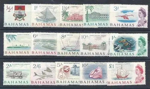 1965 Bahamas - SG. n. 247/261, Elizabeth II., 15 Werte, postfrisch**