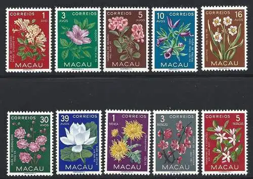 1953 MACAU, Mi.Nr. 394-403 - Blumen - 10 Werte - postfrisch **