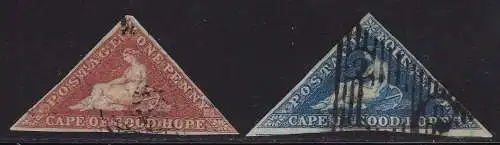 1853 CAPE OF GOOD HOPE, Stanley Gibbons n. 3/4 Papier leicht gebläut - GEBRAUCHT