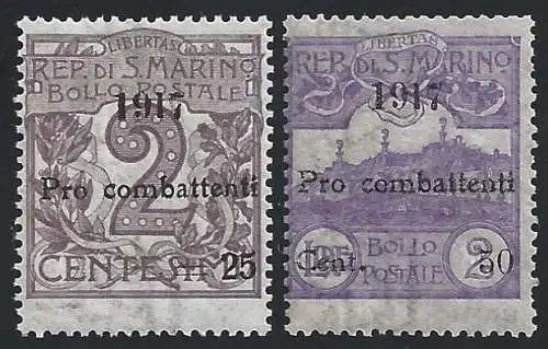 1917 SAN MARINO, Nr. 51/52 2 Werte postfrisch/**