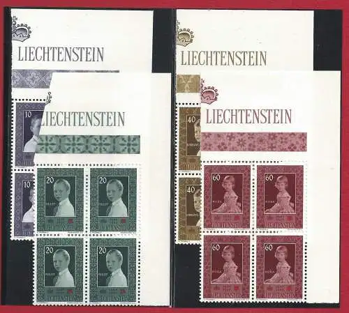 1955 LIECHTENSTEIN, Nr. 300/303 4 Werte MNH ** QUARTINA