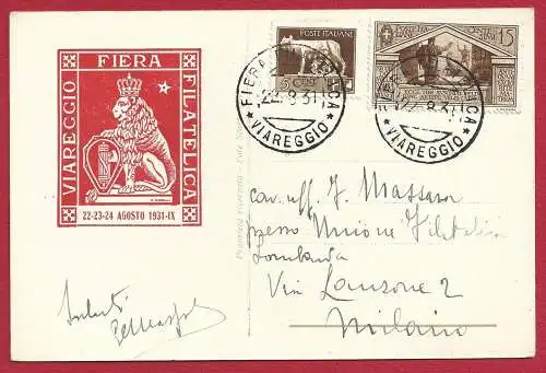 1931 Viareggio Fiera Philatelica - Postkarte der Villa di Puccini