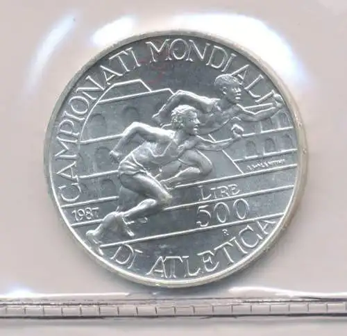 1987 Italien, Republik 500 Lire Silber, Atletica - FDC