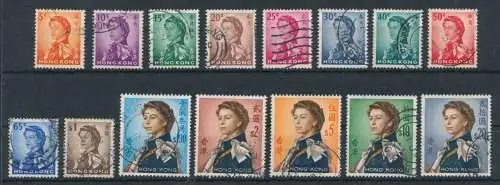 1962-73 HONGKONG, SG 196-210, Queen Elizabeth - Serie von 15 - Gebraucht