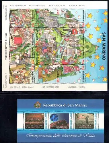 1993 San Marino, kompletter Jahrgang, 20 Werte + 2 Zettel - postfrisch **