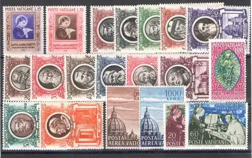 1953 Vatikan, kompletter Jahrgang 22 Werte, 18 Ordinaria + 2 Aerea + 2 Exp - MNH **