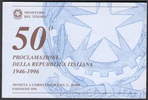 1996 Italien - 10.000 Lire, 50 Italienische Republik - FDC