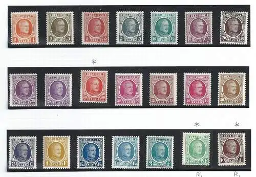 1922-27 Belgien - König Albert I. - Nr. 190/210 - 21 MH-Werte*