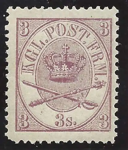 1865 Dänemark - Facit Nr. 12 - 3 lila Schilling - postfrisch **