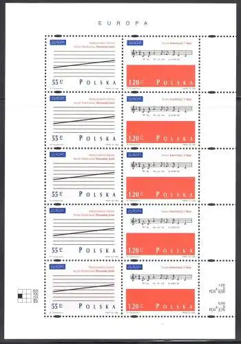 1998 EUROPA CEPT Polen 1 Kleinbogen mit 10 Werten postfrisch **