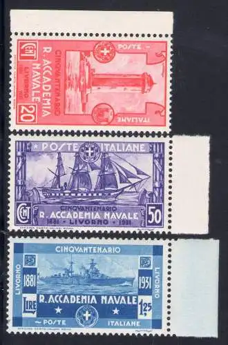 1931 KÖNIGREICH - Nr. 300/302, Accademia Navale Livorno, 3 val MNH ** SEHR GUTE ZENTRIERUNG