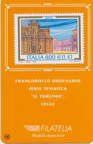 1999 Italien - Republik, Turistische Philateliekarte Lecce, 0,41 Euro