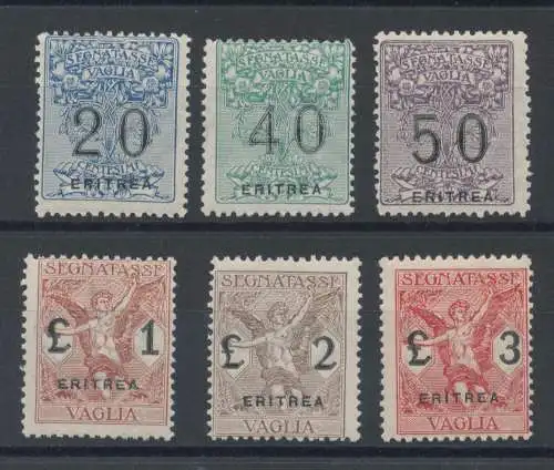 1924 ERITREA, Steuern und Überweisungen, 6 Werte, Nr. 1/6, postfrisch**