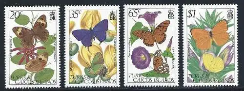 1982 TURKS AND CAICOS - Yv n. 571-574 Farfalle 4 val. MNH**