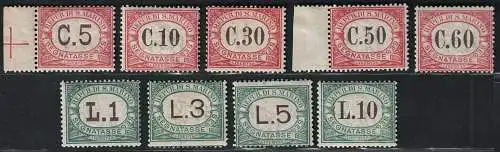 1924 SAN MARINO, Steuermarken, Nr. 10/18 - MNH ** Zertifikat Kaffee