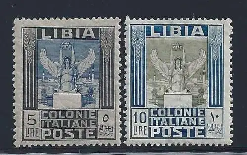 1921 LIBYEN, Nr. 31/32, Malerisch, 5 Lire und 10 Lire, gezackt 13 1/4 x 14, postfrisch **