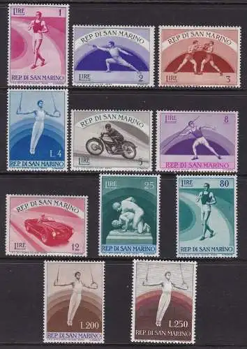 1954-55 SAN MARINO, Nr. 409/418 + A Serie mit 11 Werten MNH/**