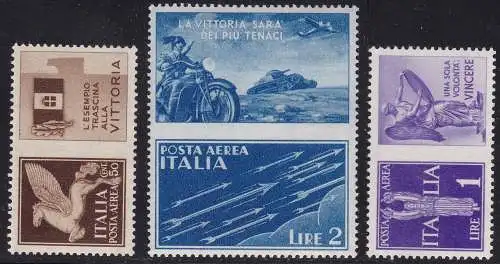 1942 KÖNIGREICH ITALIEN - Nr. 12A/12C Kriegspropaganda nicht ausgegeben MNH/** GUTE ZENTRIERUNG