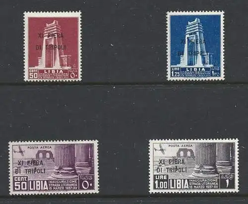 1937 LIBYEN, 11. Messe Tripolis, # 142/43 + Luftpost 32/33 - postfrisch **