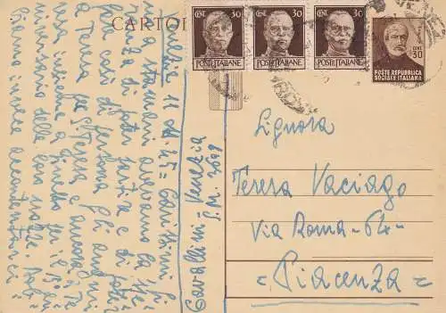 1944 KÖNIGREICH, Postkarte C112 Cent.30 braun Giuseppe Mazzini