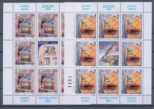 2003 EUROPA CEPT Bosnien Serbien Nr. 2 Miniblätter Kunst Plakate MNH **