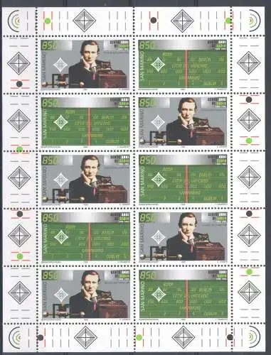 1995 San Marino Marconi Minifoglio Gemeinsame Ausgabe 5 Paare MNH **