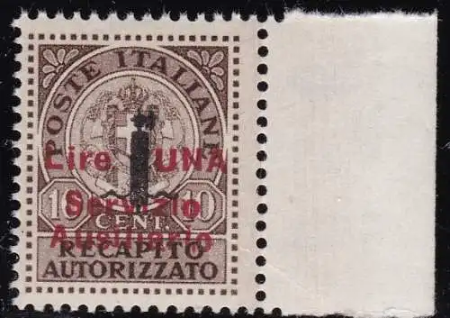 1945 GUDIZZOLO, Nr. 2 1 l. auf 10c. braun MNH/** BLATTRAND