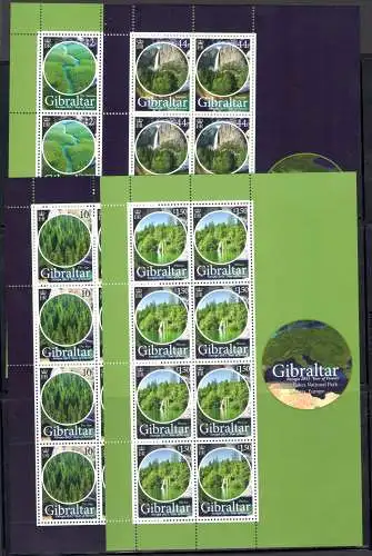 2011 EUROPA CEPT Gibraltar, 4 Miniblätter mit 8 Werten, Die Wälder, postfrisch **