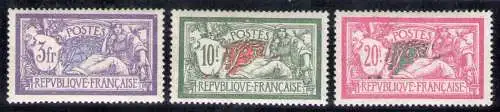 1925-26 FRANKREICH - Allegorien Typ Merson 3 Werte, Nr. 206-208 MNH ** Zertifikat Chilisch