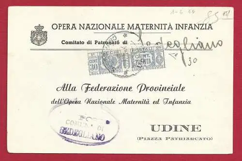 1944 Italien - Brief frankiert mit Postpaketen Nr. 27 - 30 Cent isoliert