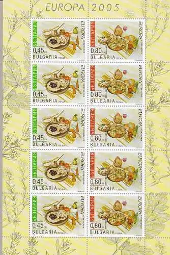 2005 EUROPA CEPT, Bulgarien 1 Kleinbogen mit 10 Werten Gastronomie postfrisch **