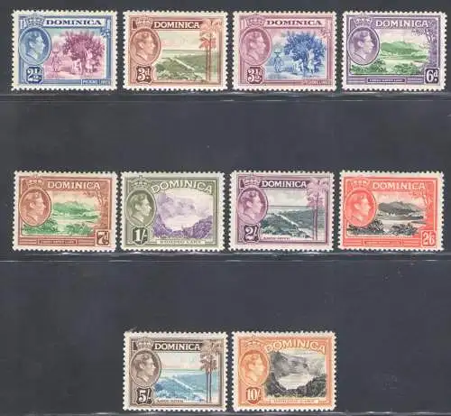 1938-47 Dominica - Stanley Gibbons Nr. 99/108a - MH*