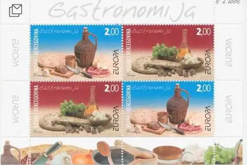 2005 Europa Cept, Bosnien und Herzegowina Kroatien Kleinbogen, Gastronomie - postfrisch **