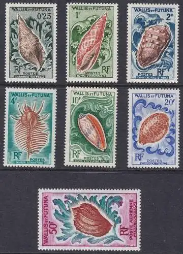 1962-63 WALLIS AND FUTUNA - Conchiglie, Yvert n. 162/167 + PA 18 - POSTFRISCH **