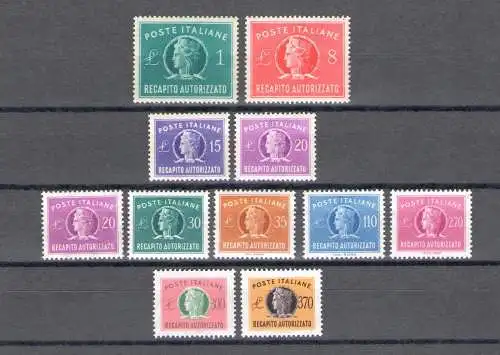 1947-1990 Italien - Republik, Autorisierte Kontaktdaten, komplette Serie postfrisch **