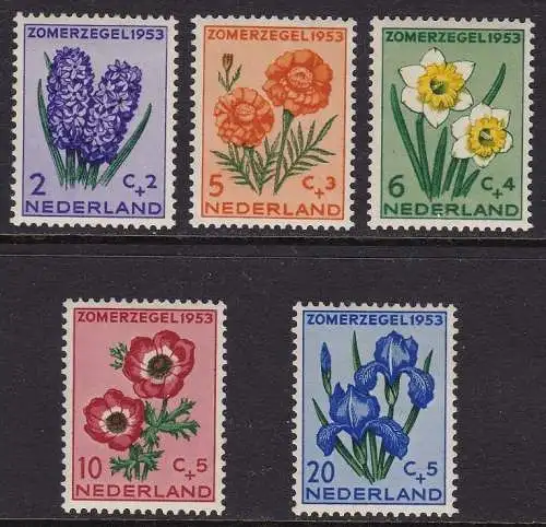 1953 HOLLAND, Nr. 590/594, Blumen, 5 Werte, postfrisch**