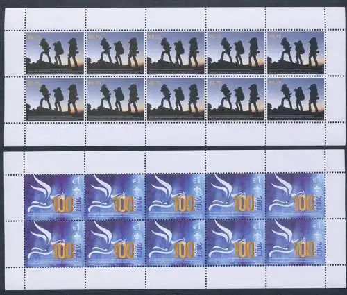 2007 EUROPA CEPT, Kosovo Unmik, 2 Miniblätter mit 10 Werten, Scout, postfrisch**