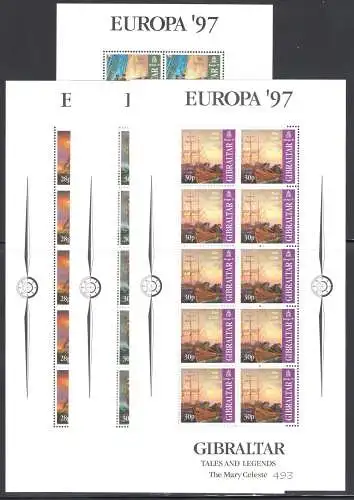 1997 EUROPA CEPT Gibraltar, 4 Kleinblätter mit 10 Werten postfrisch **