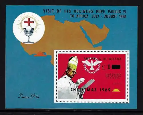 1969 Biafra, Besuch von Papst Paul VI., Yvert Nr. 3 - postfrisch **