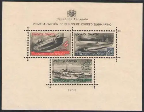 1938 SPANIEN - Bogen Nr. 11 U-Boote, postfrisch **