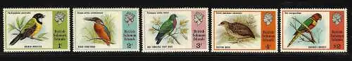 1975 Britische Salomonen, Vögel, Yvert n. 261/65, postfrisch**