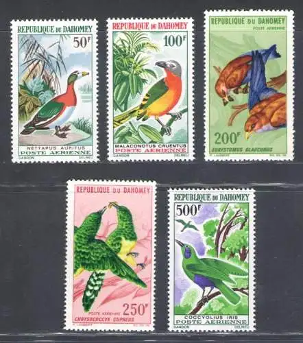 1966-67 Dahomey, Vögel Yvert Luftpost # 37/41 - postfrisch **