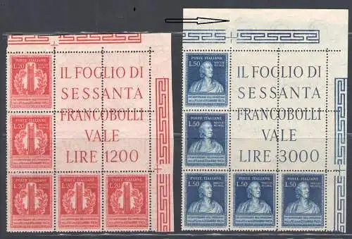 1949 Italien Republik, Eckblock Volta Nr. 5/6, postfrisch, postfrisch**